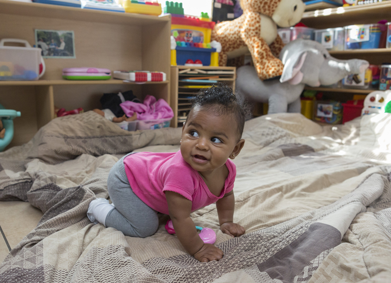 Young baby crawling