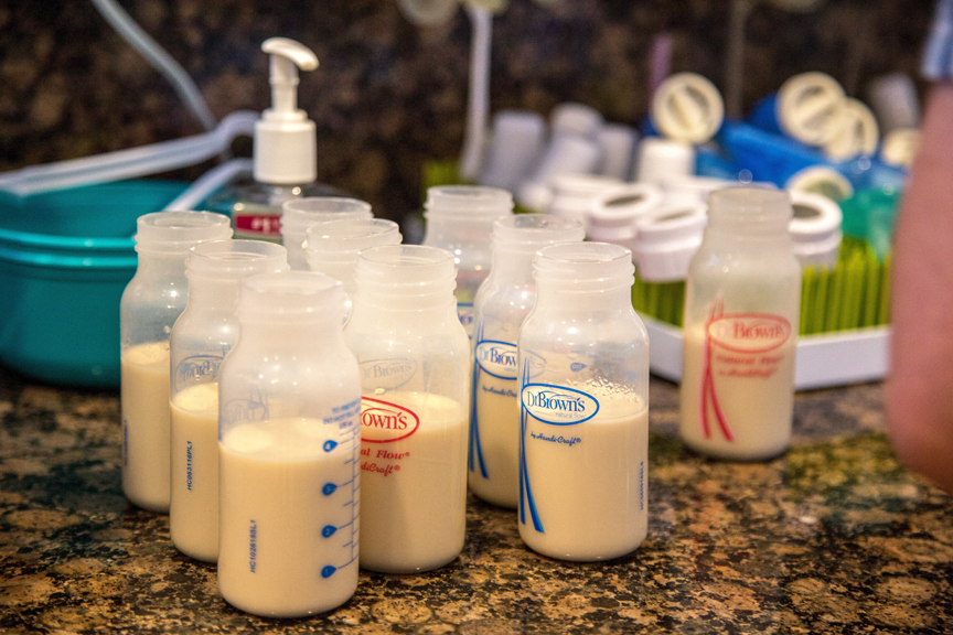 Baby formula in bottles