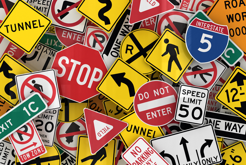 Collage of traffic signs
