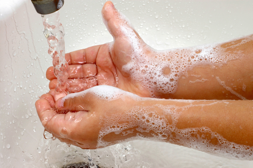 Child washing hands
