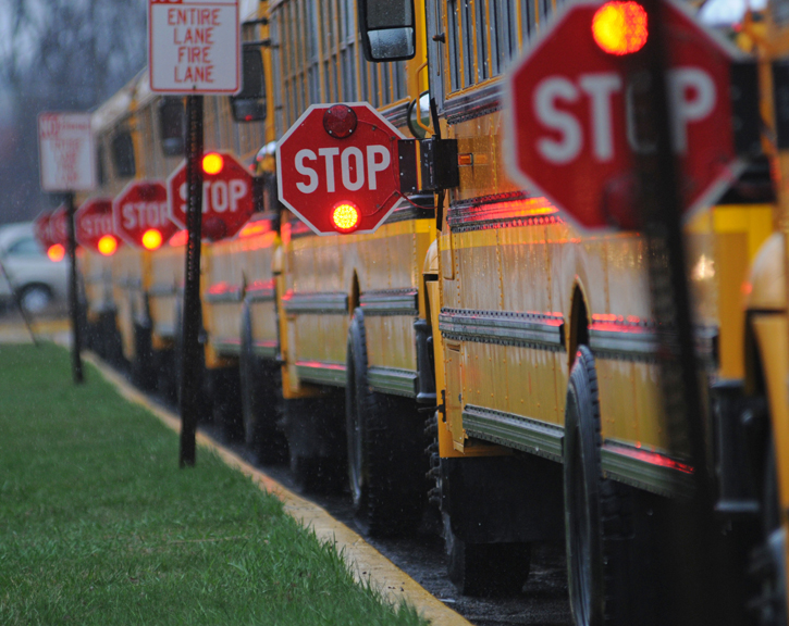 Row of school buses