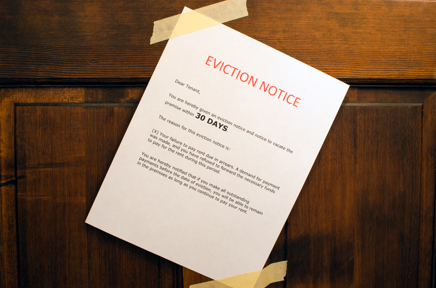 Eviction notice on door