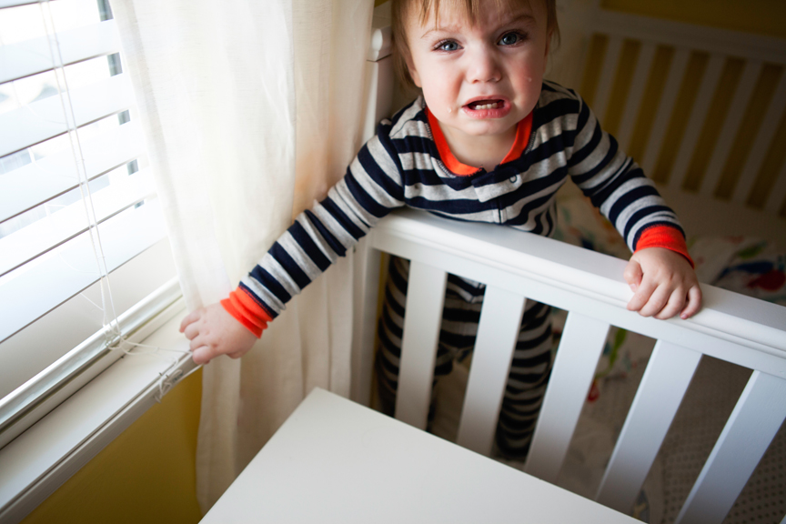 Child crying in crib