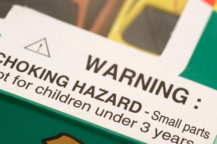 Choking hazard warning sticker