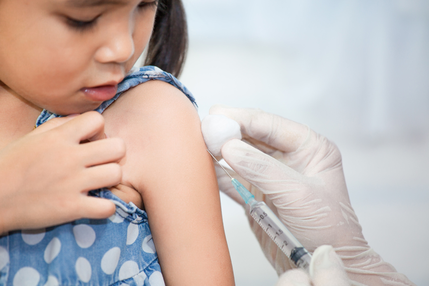 Child receiving shot