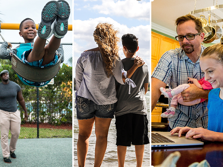 Collage of children and parents