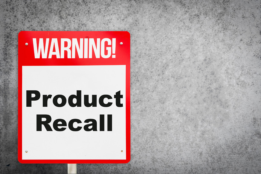 Product recall sign.